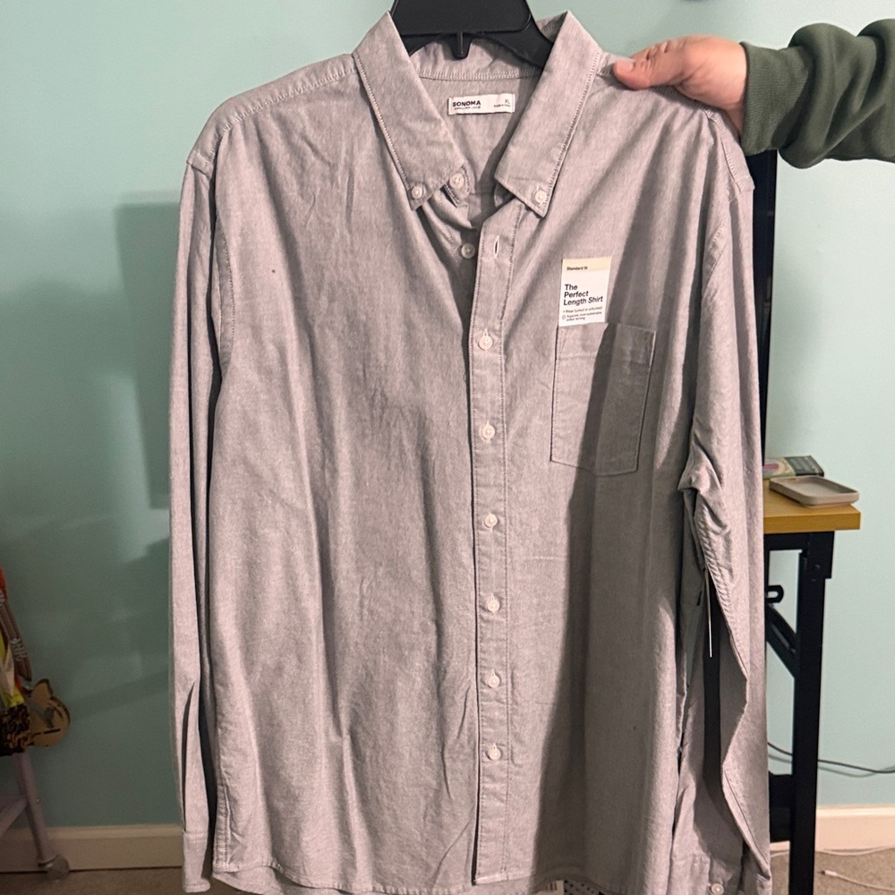 Goodfellow & Co Men's Light Gray Button-Down Shirt